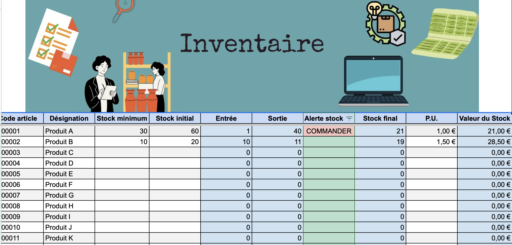 Un exemple de tableur sur mesure